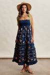 FLORAL SMOCKED TIERED MAXI DRESS