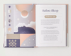 Open book with a sleep-themed design on a white background