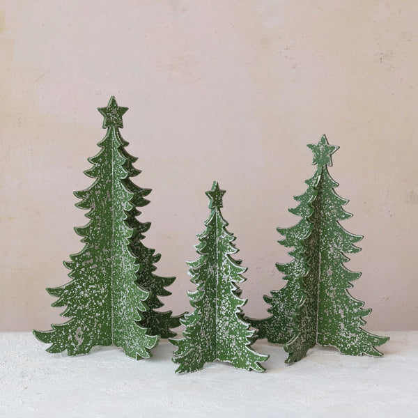 MDF INTERLOCKING CHRISTMAS TREE, DISTRESSED GREEN