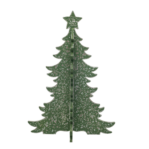 MDF INTERLOCKING CHRISTMAS TREE, DISTRESSED GREEN