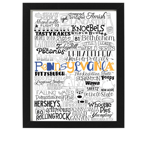 PENNSYLVANIA TYPOGRAPHIC ART PRINT