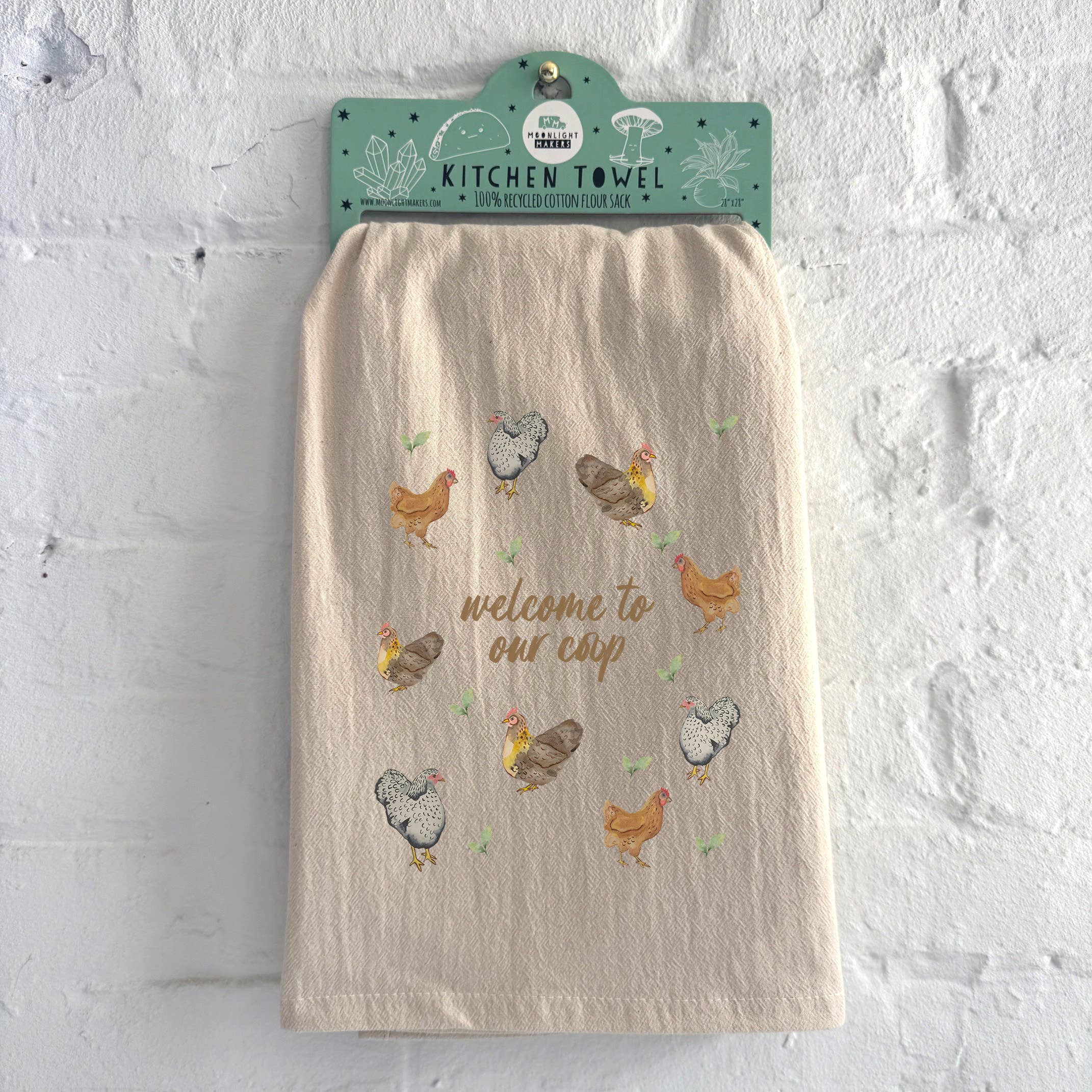 WELCOME TO OUR COOP- WATERCOLOR KITCHEN TOWELS