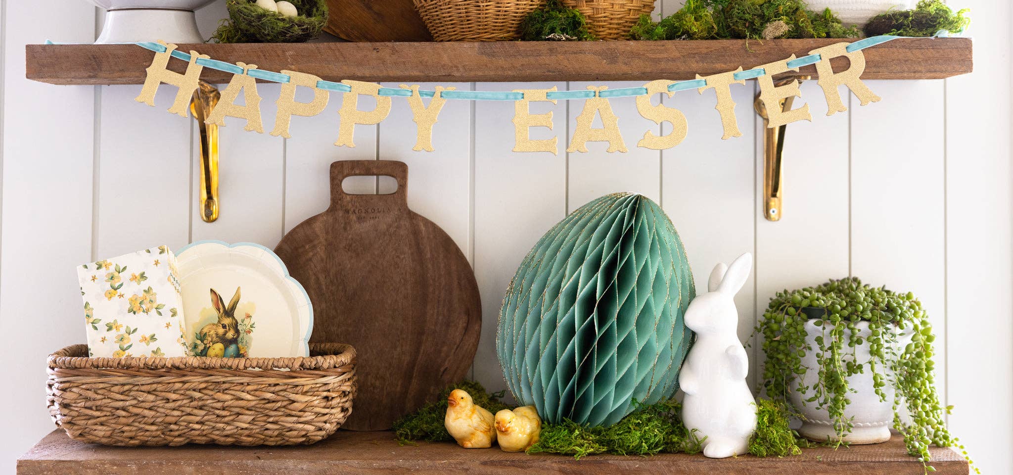 VINTAGE HAPPY EASTER GLITTER VINTAGE BANNER