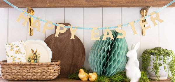 VINTAGE HAPPY EASTER GLITTER VINTAGE BANNER