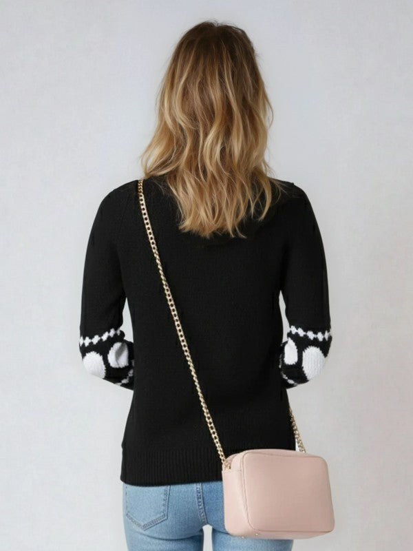 KNIT SWEATER WITH HEART SLEEVE DETAIL