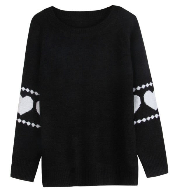 KNIT SWEATER WITH HEART SLEEVE DETAIL
