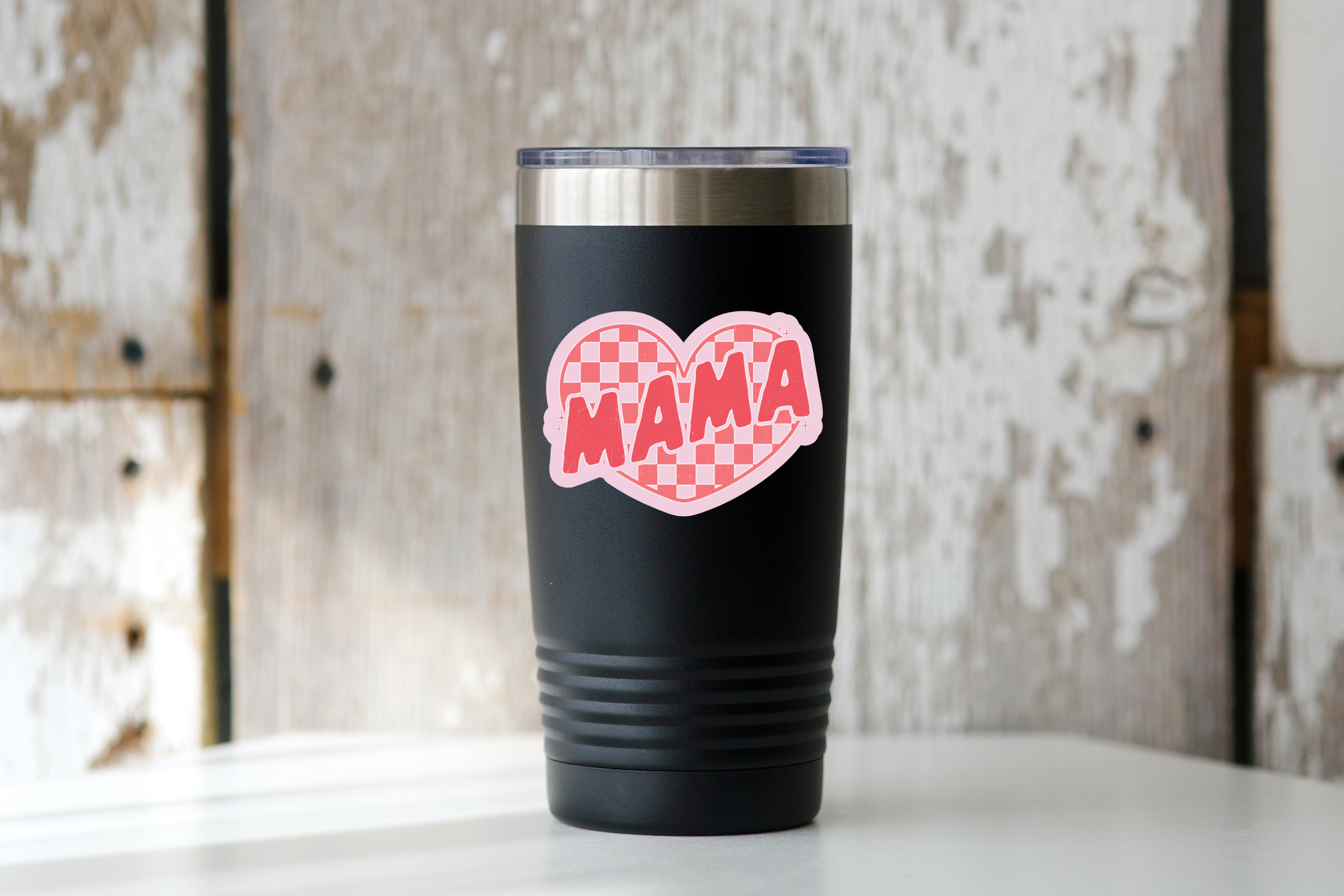 MAMA CHECKERED HEART STICKER