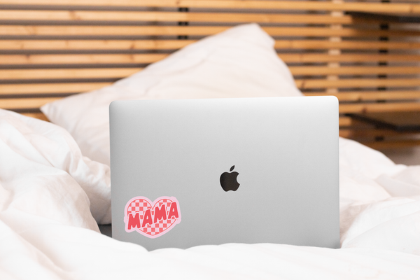 MAMA CHECKERED HEART STICKER