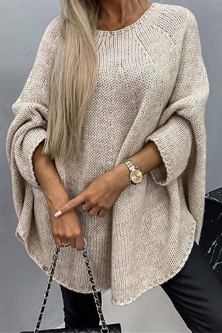 OVERSIZED KNIT SHAWL SWEATER