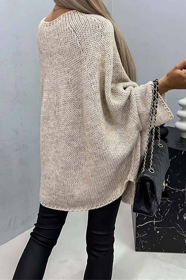 OVERSIZED KNIT SHAWL SWEATER
