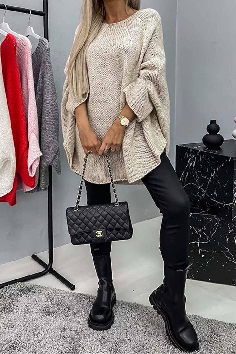 OVERSIZED KNIT SHAWL SWEATER