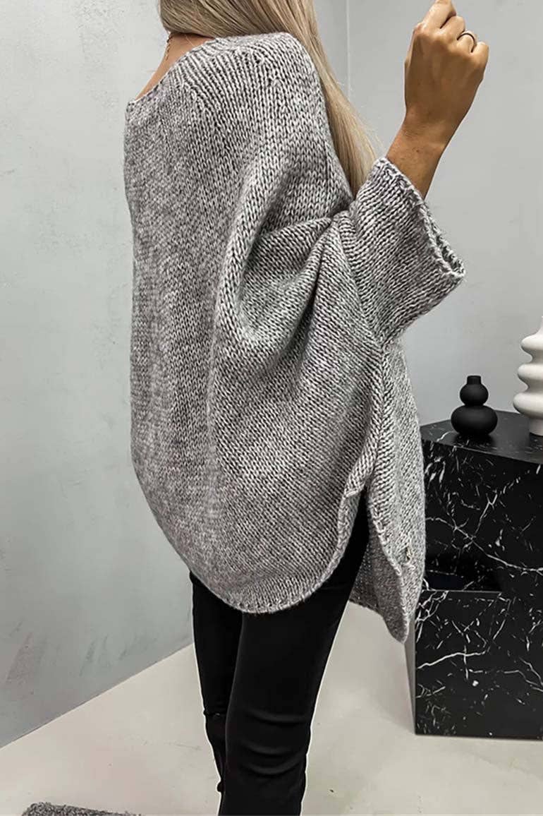 OVERSIZED KNIT SHAWL SWEATER