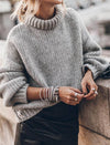 SLOUCHY GRAY KNIT TURTLENECK SWEATER