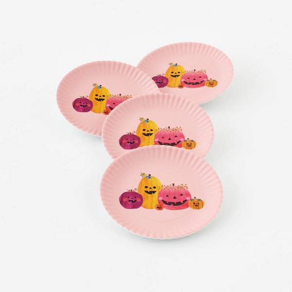 PINK PUMPKIN "PAPER" PLATE, MELAMINE, 8.25"