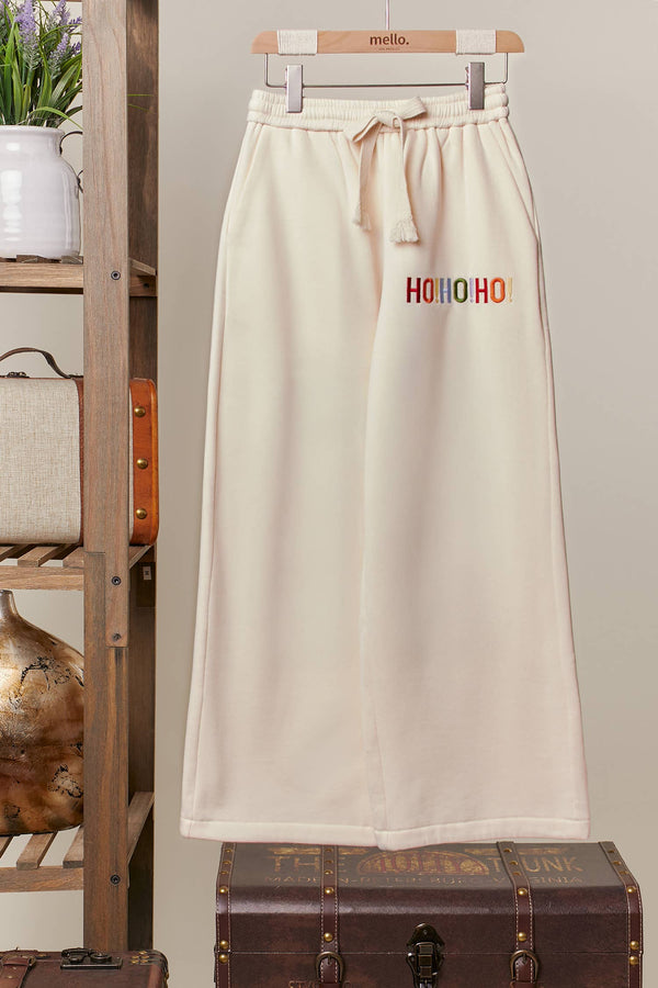 CREAM MERRY CHRISTMAS LETTERED SWEATPANTS