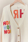 HO HO HO CHRISTMAS PATCHWORK V-NECK CARDIGAN