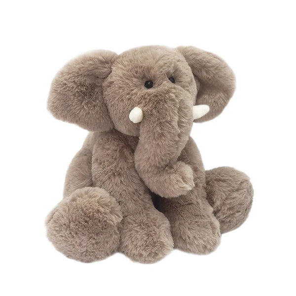 Plush elephant toy on a white background