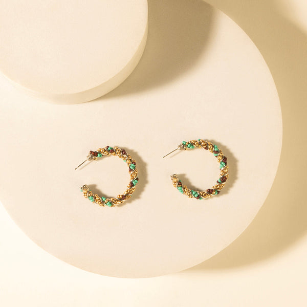 MYRA BRONC BRAID HOOP EARRINGS IN DESERT TURQUOISE