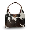 LW LARGE PURSE - BLACK & WHITE COWHIDE WITH OILED RUBY LEATHER