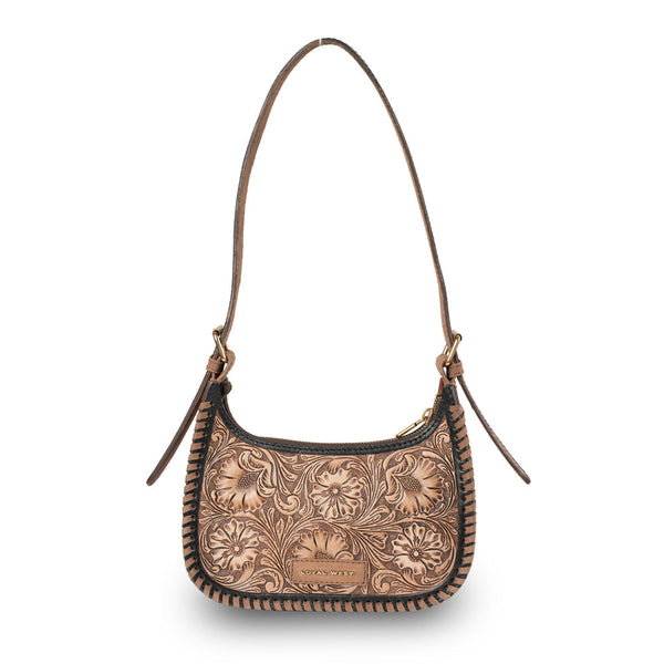 HANDTOOLED DANNIA MEDIUM PURSE - DISTRESSED BROWN