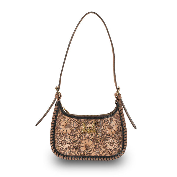 HANDTOOLED DANNIA MEDIUM PURSE - DISTRESSED BROWN
