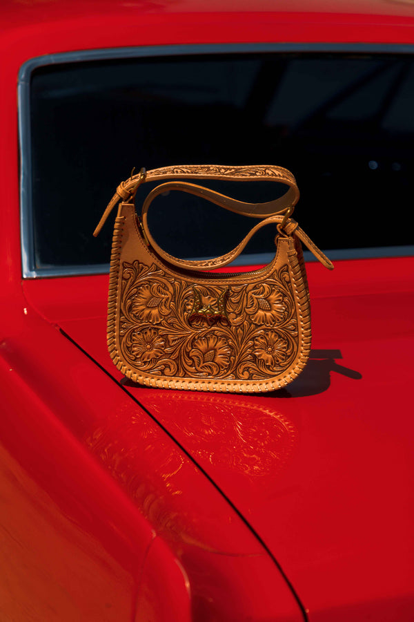HANDTOOLED DANNIA MEDIUM PURSE - SLANT FORM