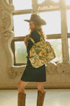 MYRA SUNNYFIELD COTTON DIAPER BAG IN OCHRE FERN