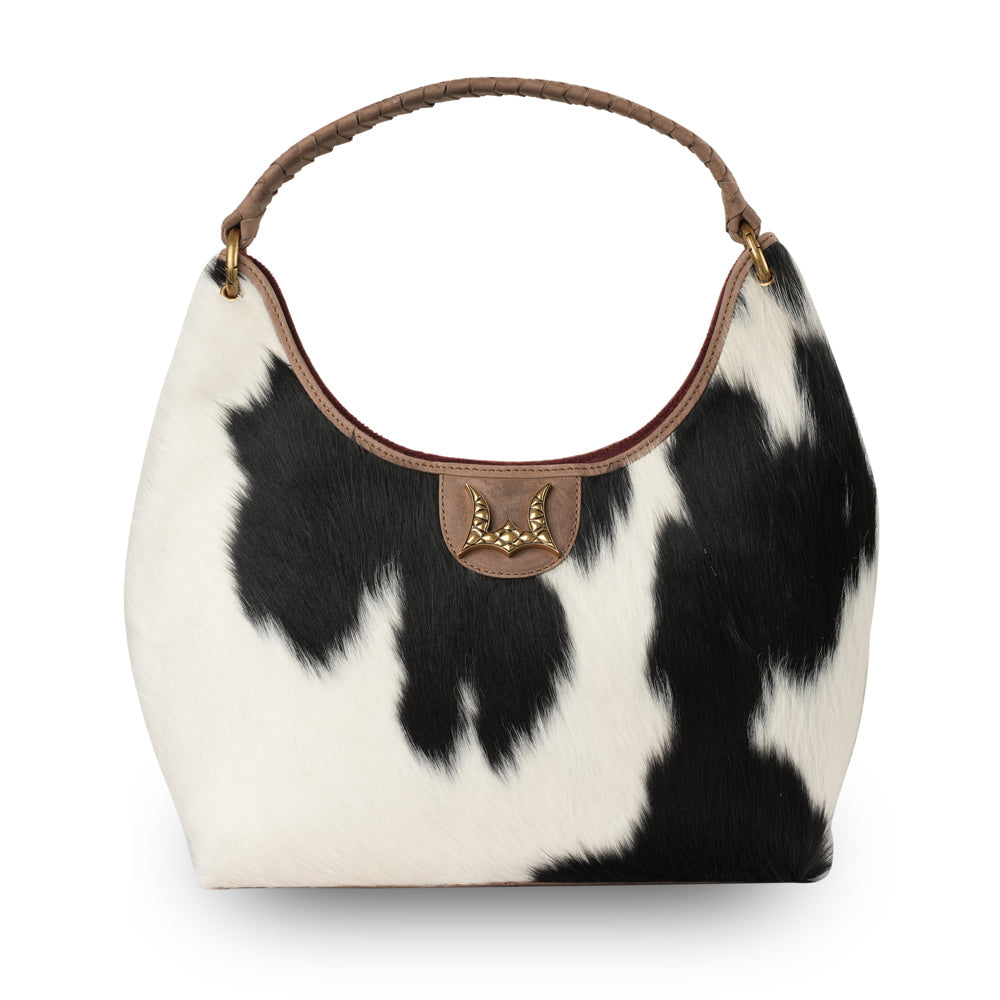 LW MEDIUM PURSE - BLACK & WHITE COWHIDE