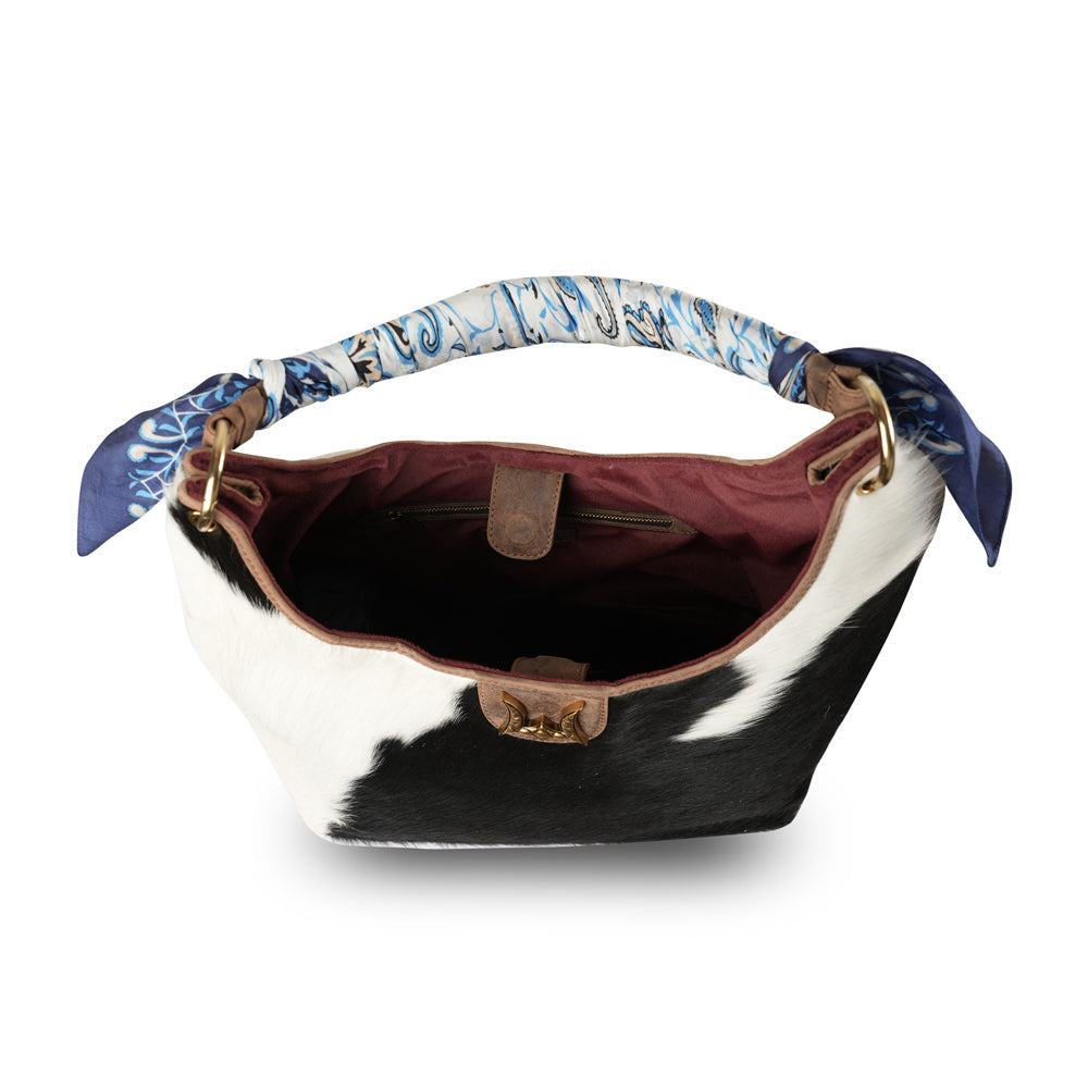 LW MEDIUM PURSE - BLACK & WHITE COWHIDE