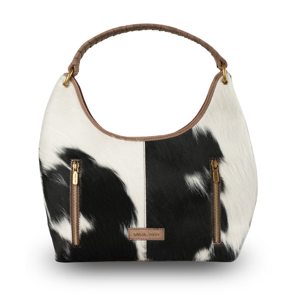 LW MEDIUM PURSE - BLACK & WHITE COWHIDE