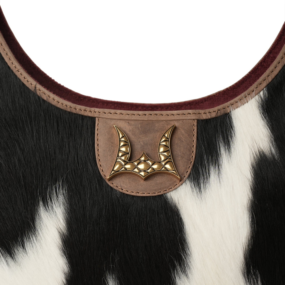 LW MEDIUM PURSE - BLACK & WHITE COWHIDE
