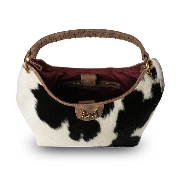 LW MEDIUM PURSE - BLACK & WHITE COWHIDE