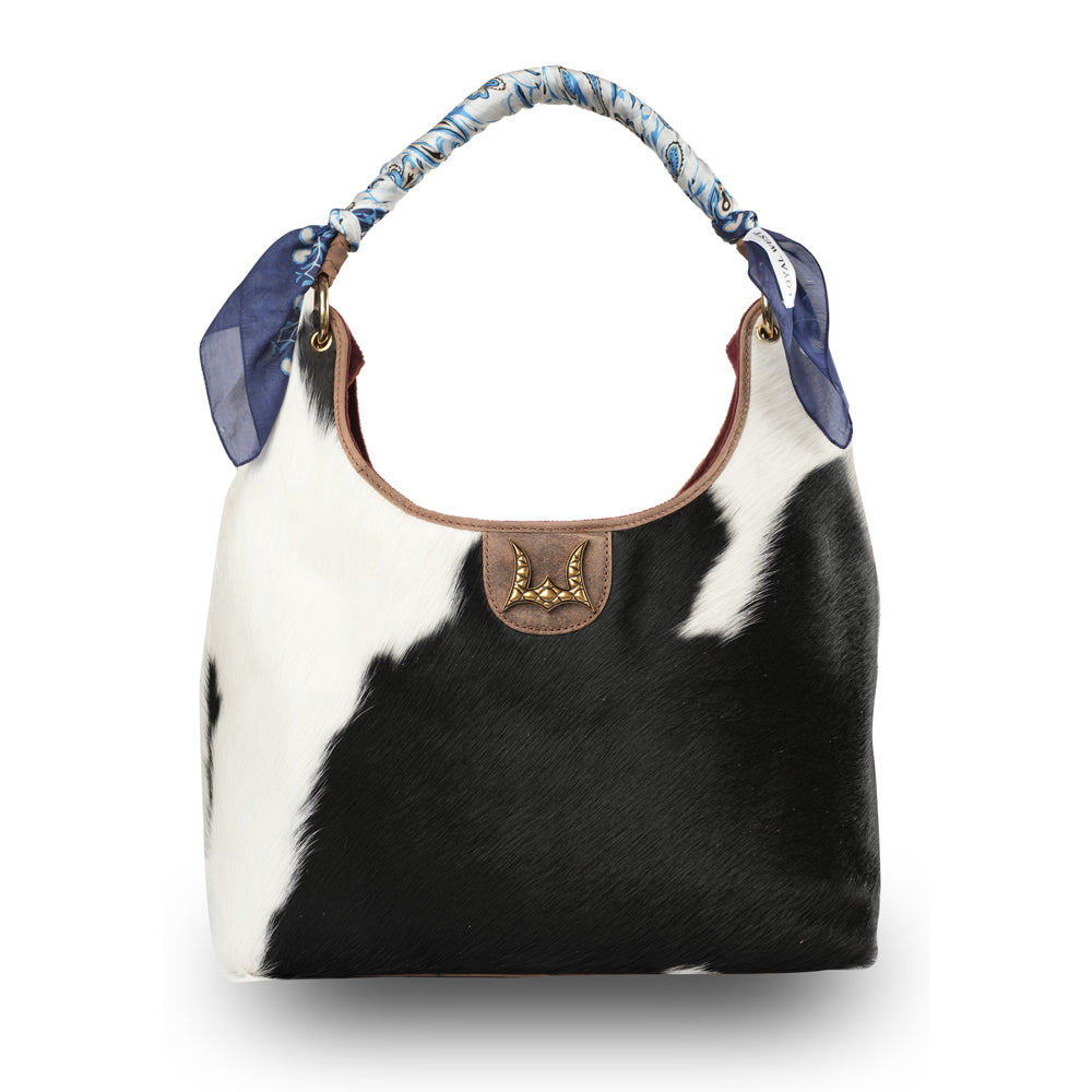 LW MEDIUM PURSE - BLACK & WHITE COWHIDE