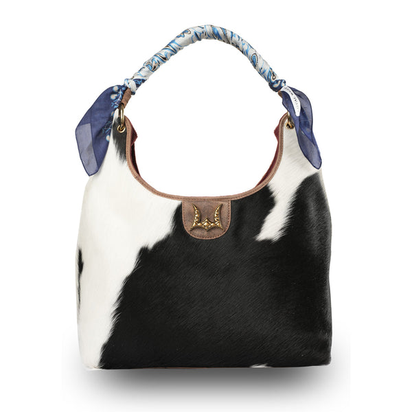 LW MEDIUM PURSE - BLACK & WHITE COWHIDE