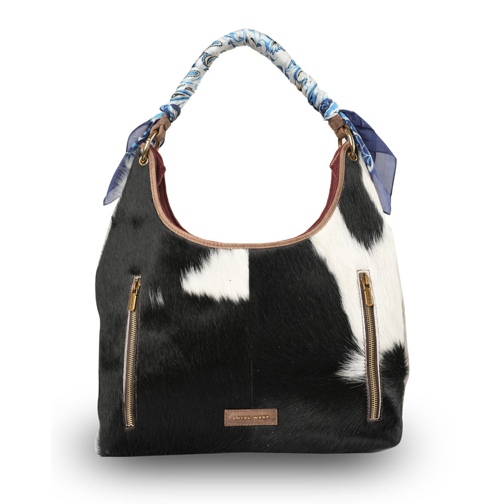 LW MEDIUM PURSE - BLACK & WHITE COWHIDE