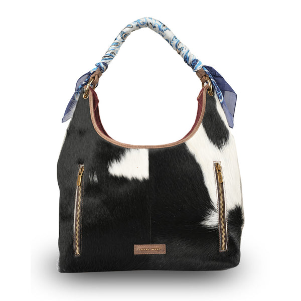 LW MEDIUM PURSE - BLACK & WHITE COWHIDE