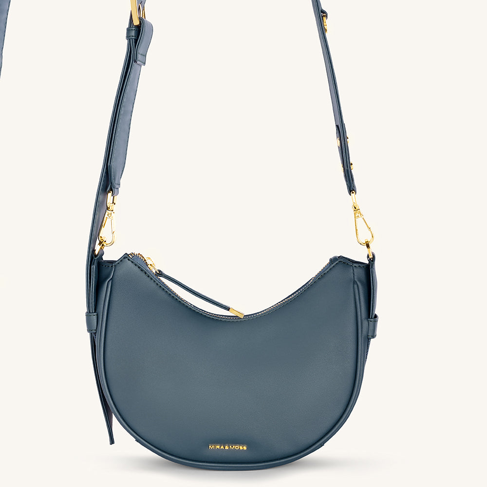 MIRA & MOSS SABINE CRESCENT CROSSBODY BAG - PINE TEAL