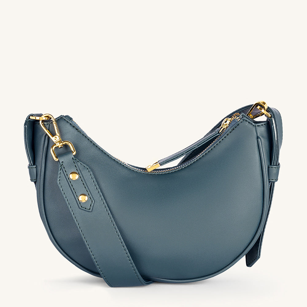 MIRA & MOSS SABINE CRESCENT CROSSBODY BAG - PINE TEAL