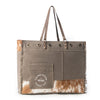 MYRA RANGER HIDE WESTERN WEEKENDER BAG FOR WOMEN IN OLIVE WITH HAIRON DETAIL