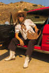 HANDTOOLED DANNIA LARGE PURSE - SADDLE BROWN