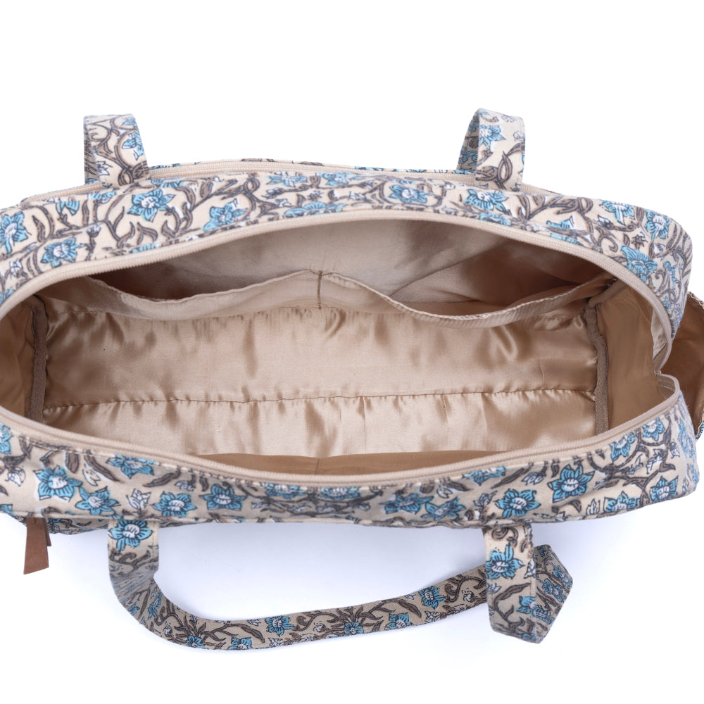 MYRA SUNNYFIELD COTTON DIAPER BAG IN DUSTY TEAL