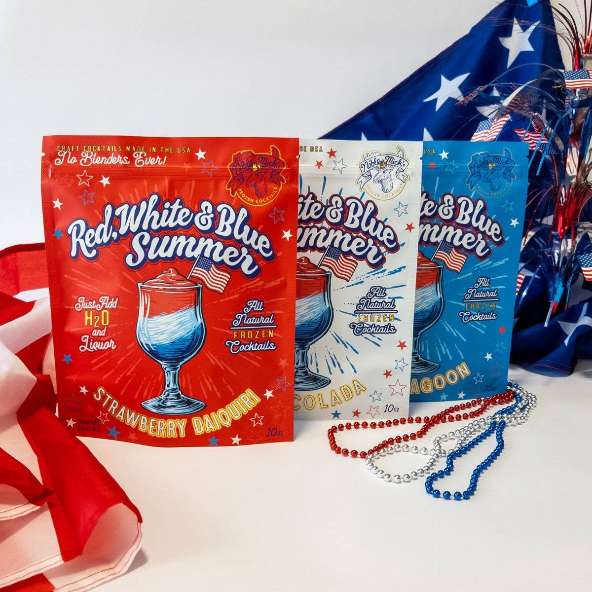 RED, WHITE & BLUE SUMMER STRAWBERRY DAIQUIRI FROZEN COCKTAIL