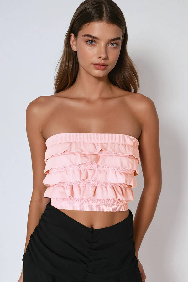 LAYERED RUFFLE TUBE TOP