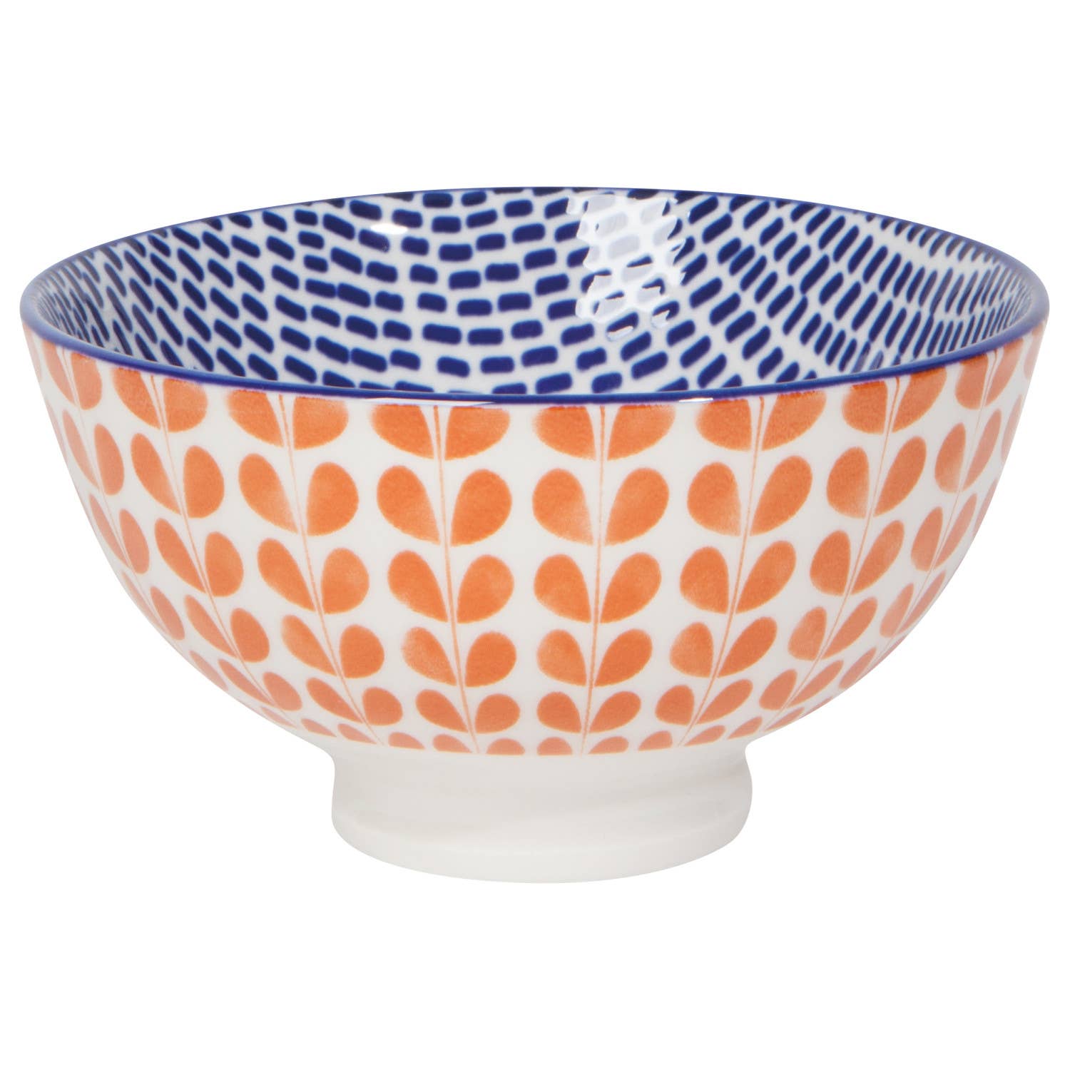 ORANGE BLUE BLOSSOM STAMPED BOWL 4 INCH