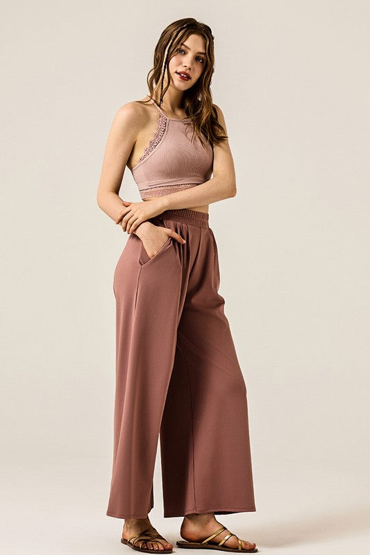 STRETCH YOGA WIDE LEG PALAZZO PANTS