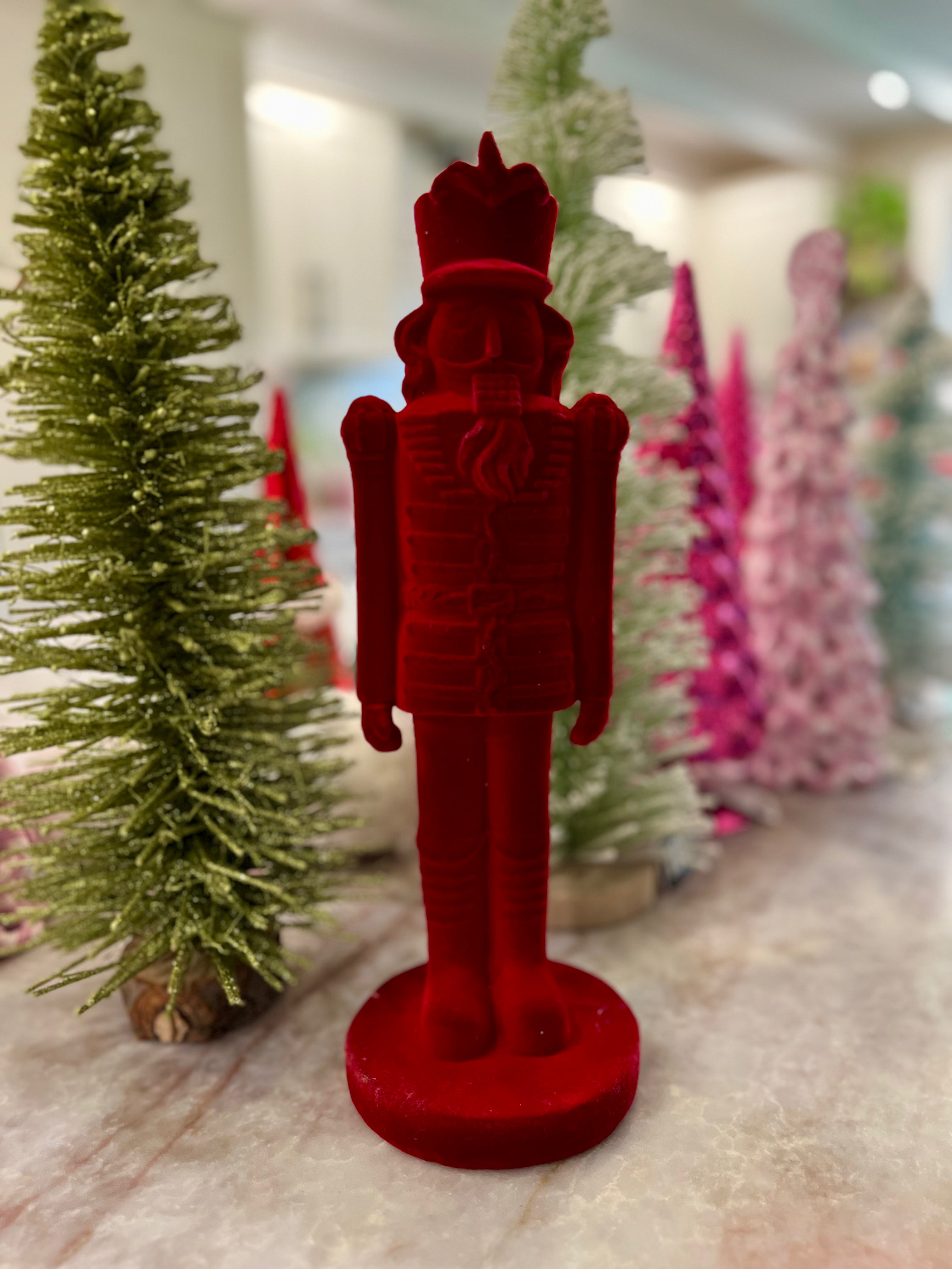 LARGE FLOCKED RED NUTCRACKER