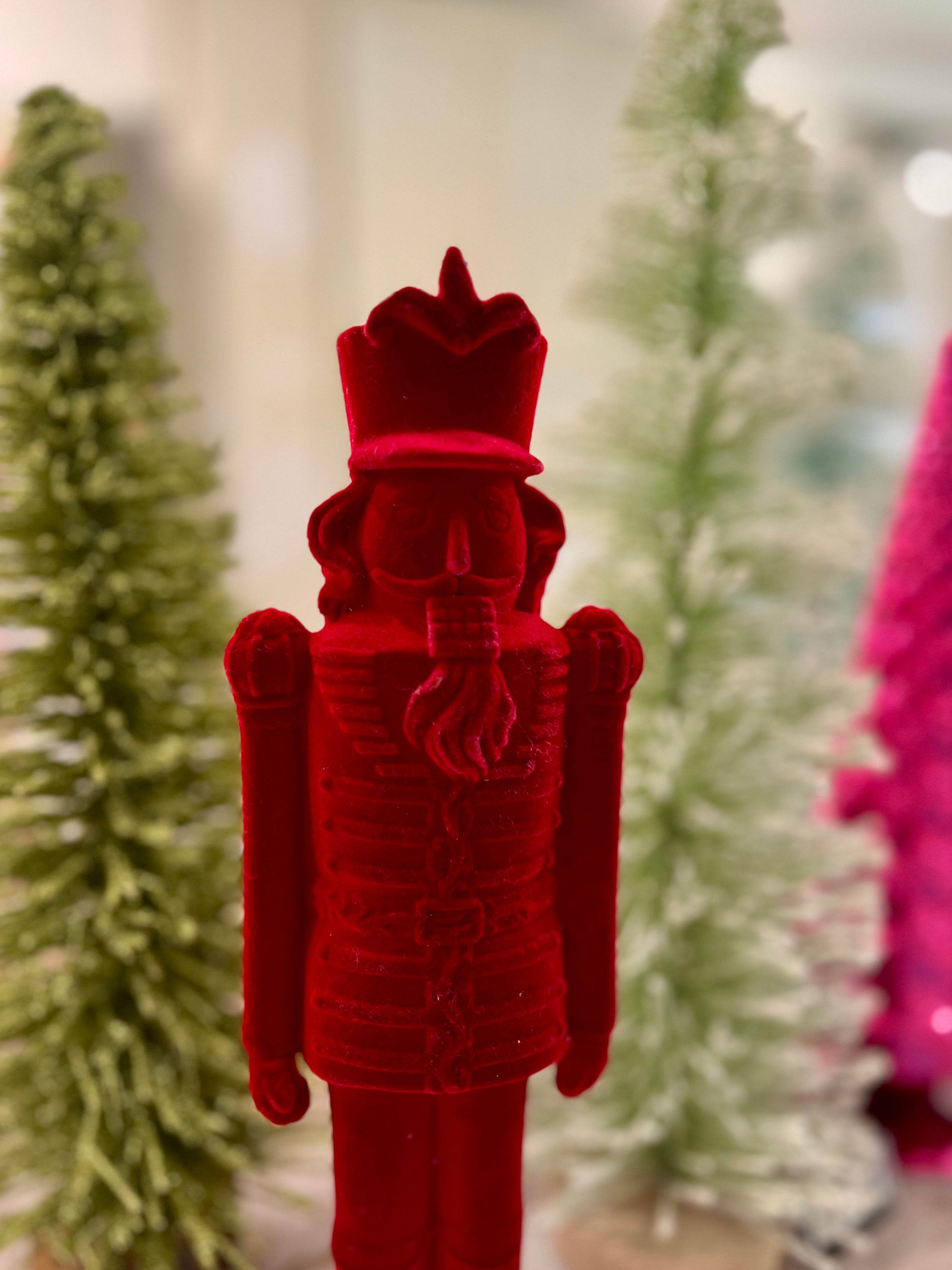 LARGE FLOCKED RED NUTCRACKER