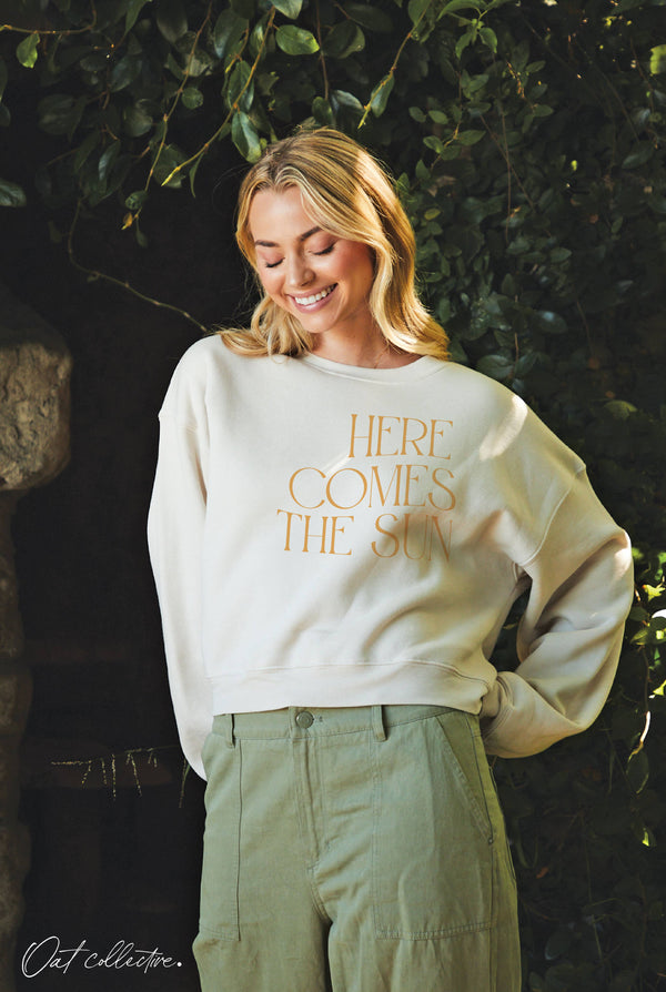 HERE COMES THE SUN SWEATSHIRT HEATHER