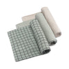 Set of rolled-up fabric swatches with grid patterns on a white background