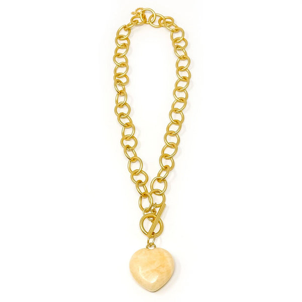 HEART & SOUL HONEYSUCKLE AGATE HEART NECKLACE